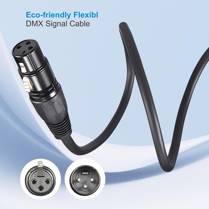 GZhumin DMX Cable 25ft, 4 Pack 7.62m DMX Cables 3 Pin Signal XLR Male to Female DMX Cable Wire, with Metal Connectors for Signal Transmission for DJ Lighting Equipment and Stage Lighting - Image 4